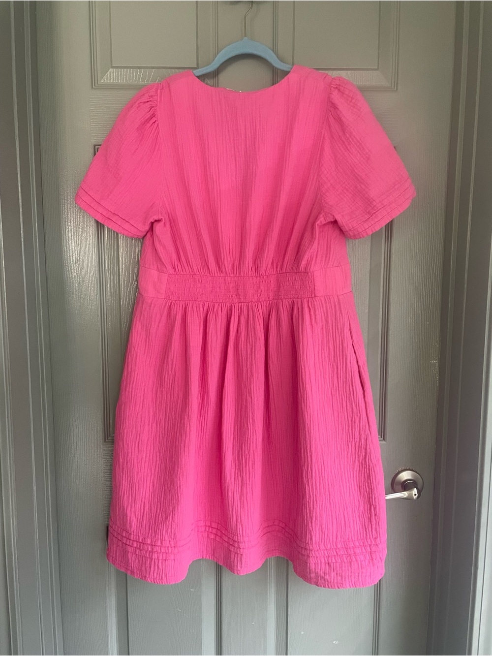 Boden Pink V-Neck Fit-and-Flare Short Sleeve Dress Size 12R - Picture 7 of 16